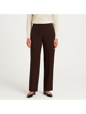 COLDWATER CREEK Stretch Poly Rayon Wide Leg Flat Front Trousers Dark Brown Sz 16
